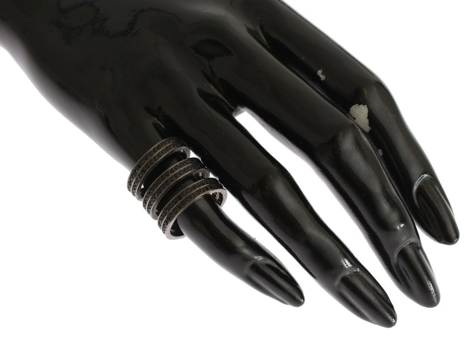 Nialaya Black CZ Rhodium 925 Silver Ring Nialaya