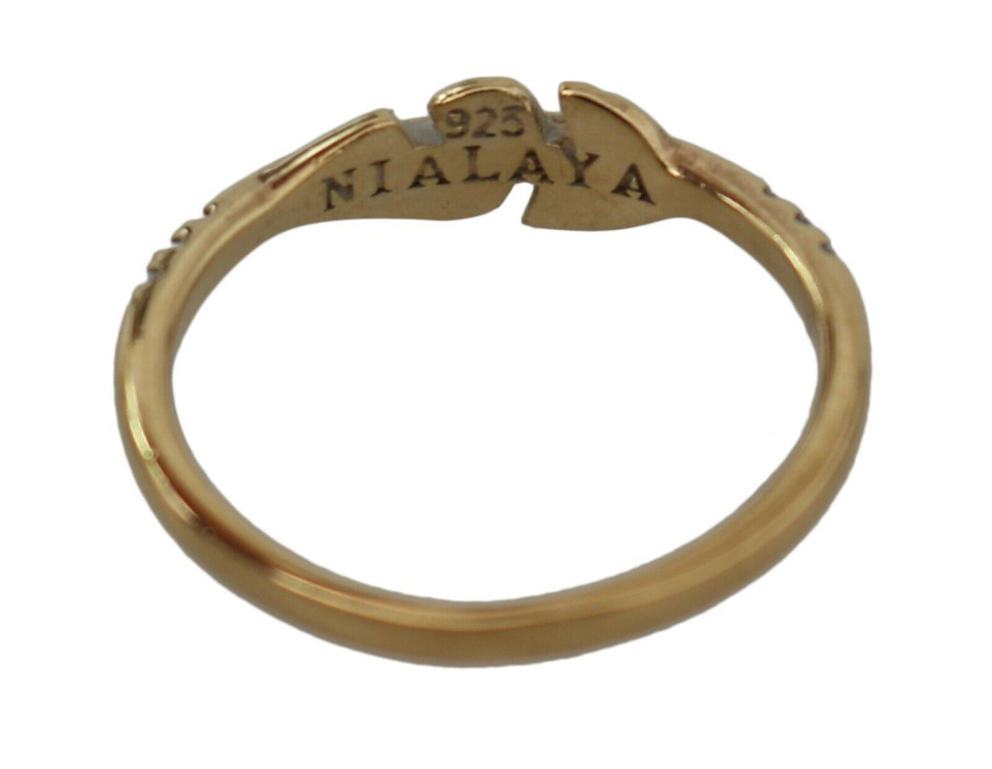 Nialaya Gold Feather Clear CZ 925 Silver Women Nialaya