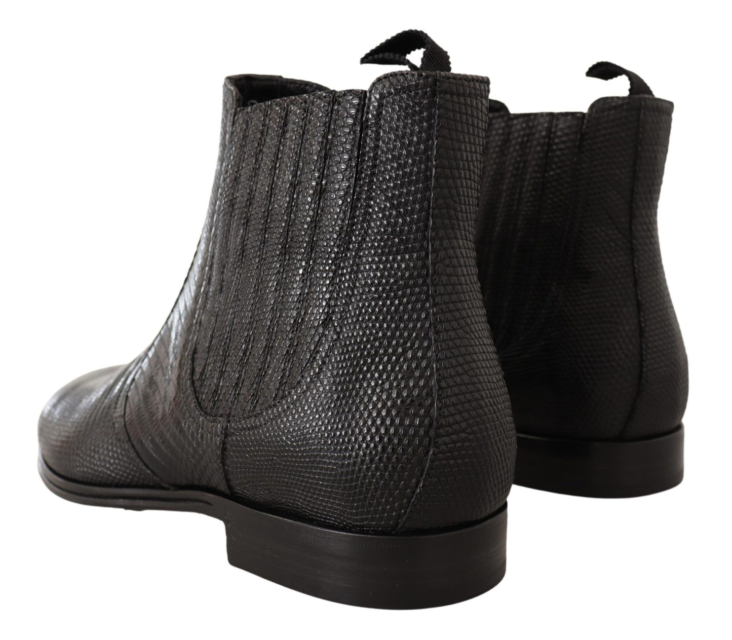 Dolce & Gabbana Black Leather Lizard Skin Ankle Boots Dolce & Gabbana