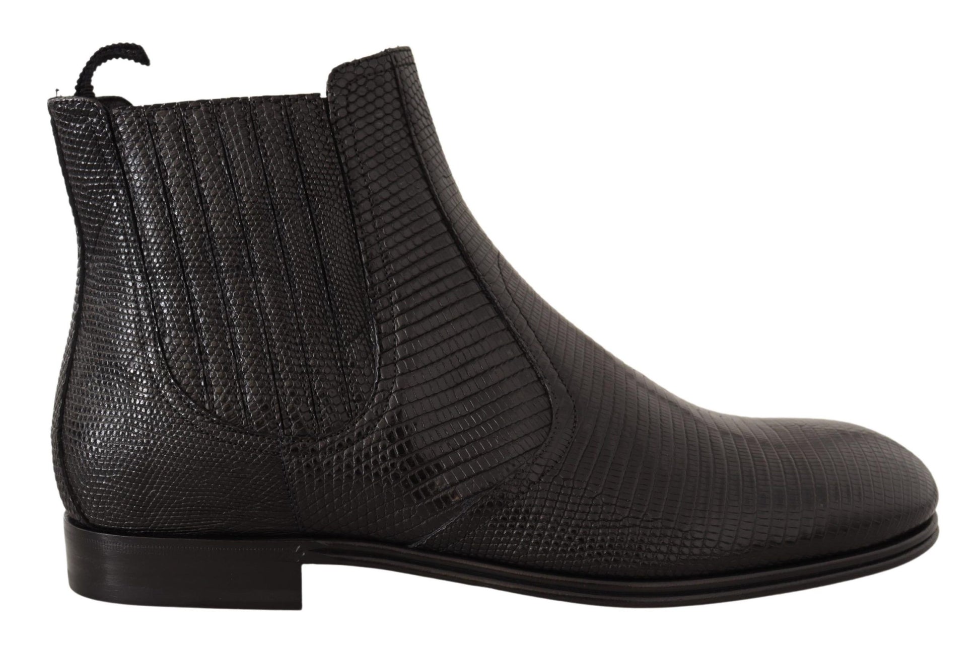 Dolce & Gabbana Black Leather Lizard Skin Ankle Boots Dolce & Gabbana