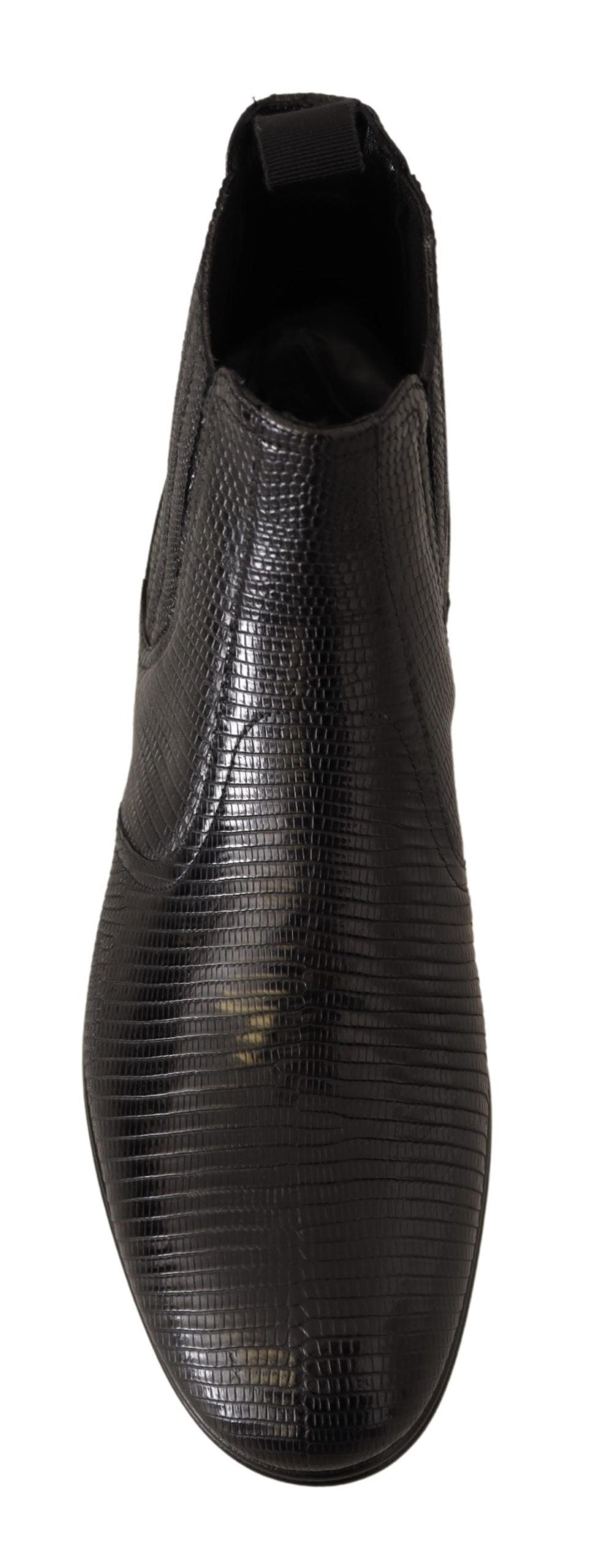Dolce & Gabbana Black Leather Lizard Skin Ankle Boots Dolce & Gabbana