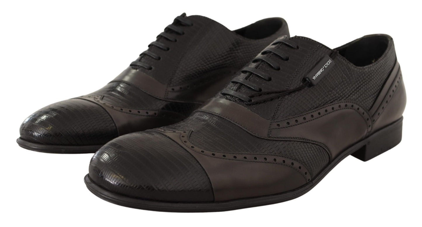 Dolce & Gabbana Brown Lizard Skin Leather Oxford Dress Shoes Dolce & Gabbana