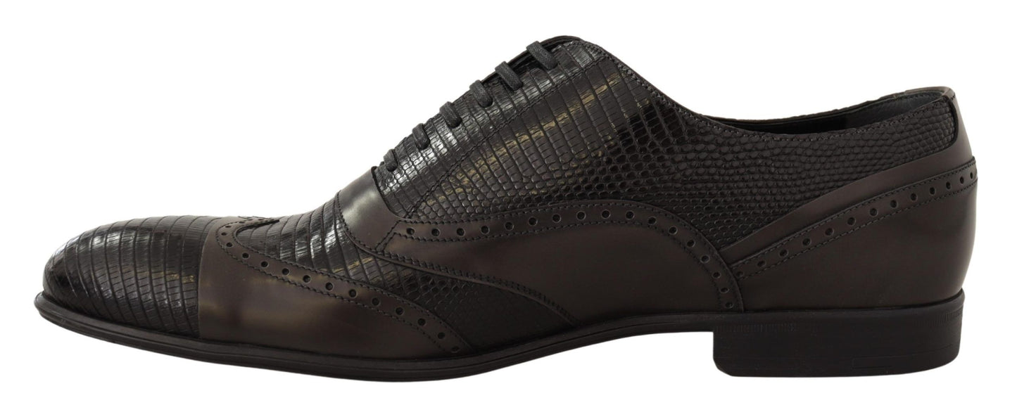 Dolce & Gabbana Brown Lizard Skin Leather Oxford Dress Shoes Dolce & Gabbana