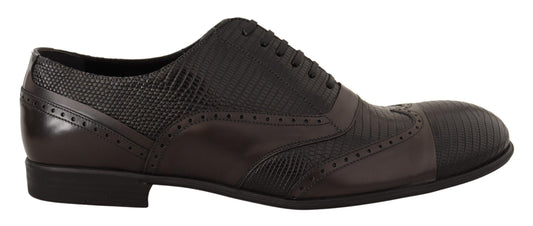 Dolce & Gabbana Brown Lizard Skin Leather Oxford Dress Shoes Dolce & Gabbana