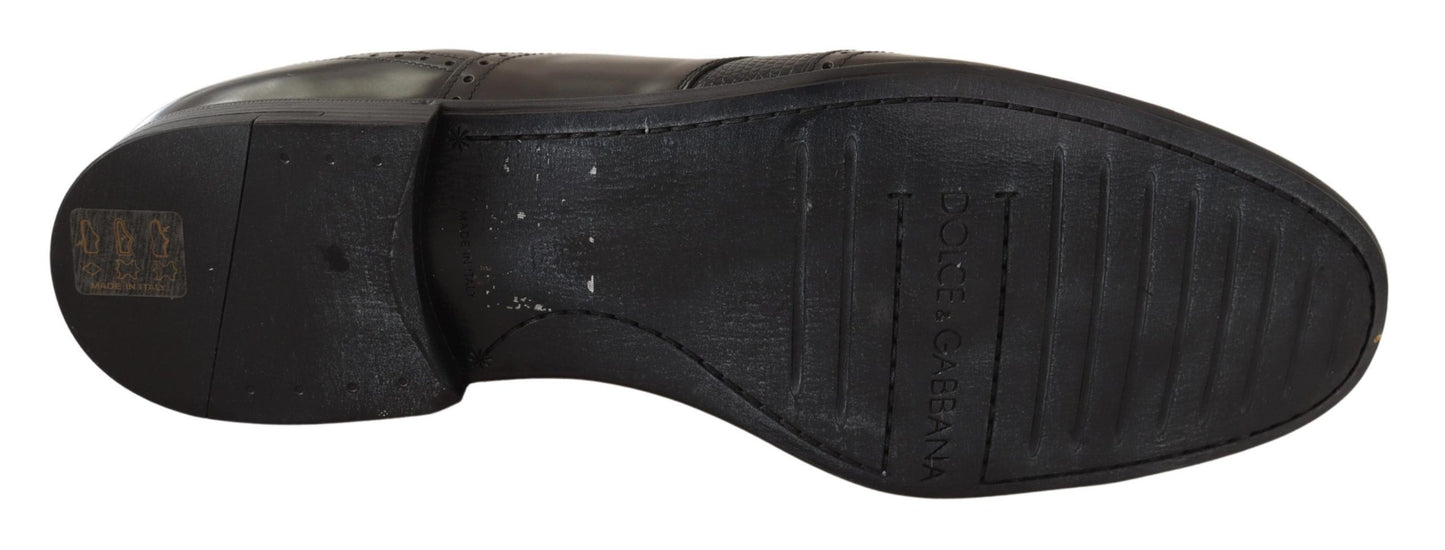 Dolce & Gabbana Brown Lizard Skin Leather Oxford Dress Shoes Dolce & Gabbana