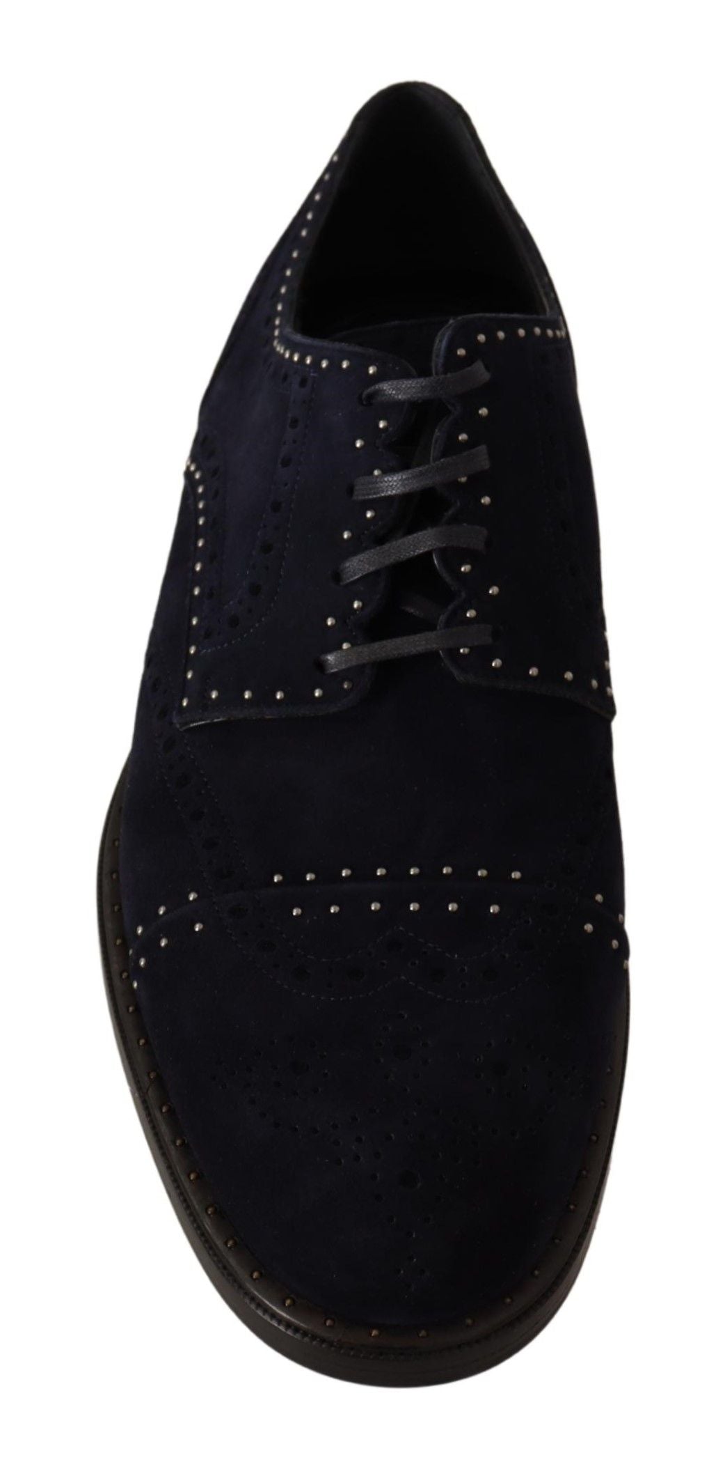 Dolce & Gabbana Blue Suede Leather Derby Studded Shoes Dolce & Gabbana