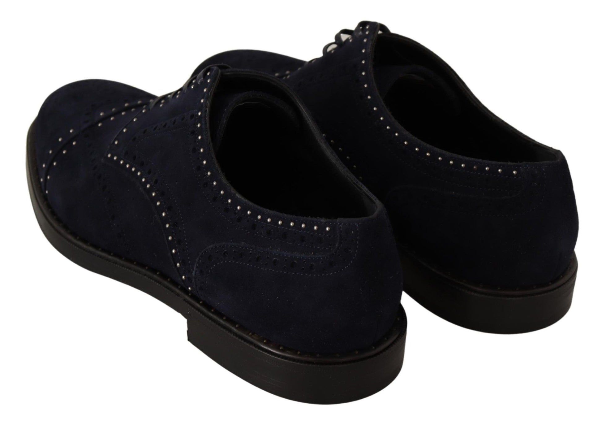 Dolce & Gabbana Blue Suede Leather Derby Studded Shoes Dolce & Gabbana