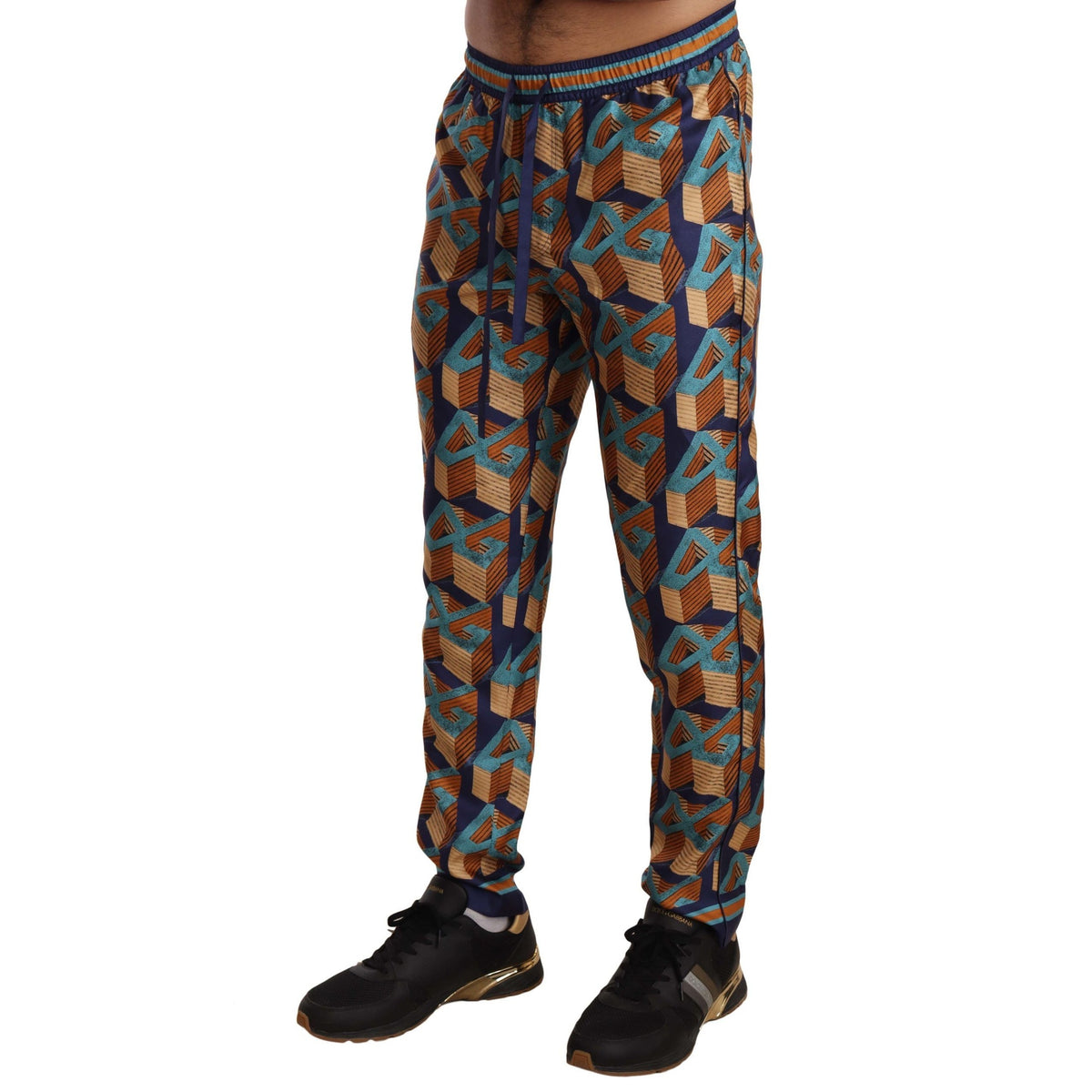Dolce & Gabbana Multicolor Patterned Joggers Silk Pants