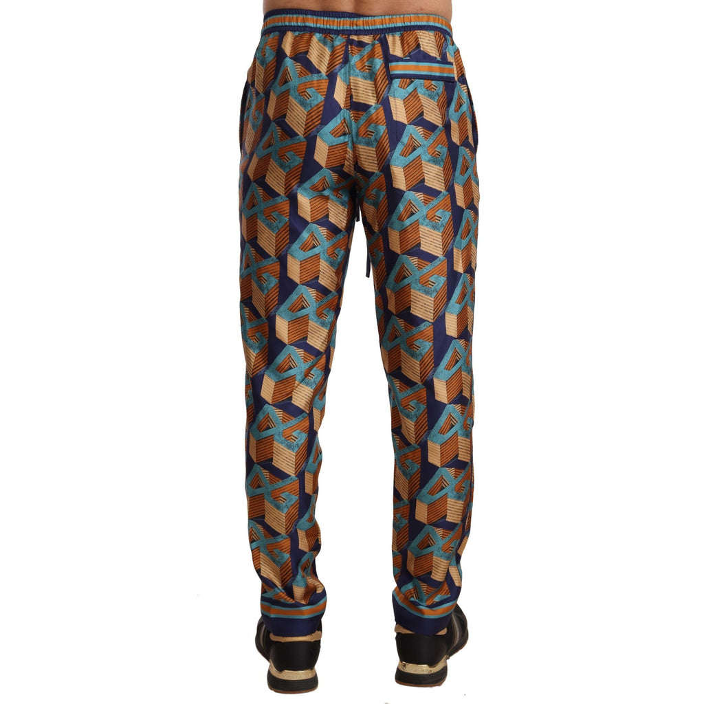 Dolce & Gabbana Multicolor Patterned Joggers Silk Pants
