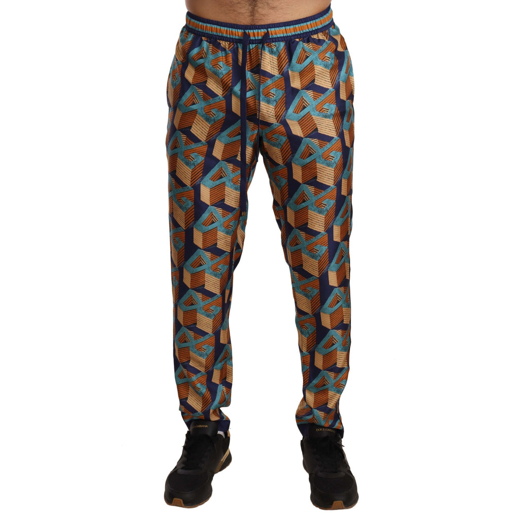 Dolce & Gabbana Multicolor Patterned Joggers Silk Pants