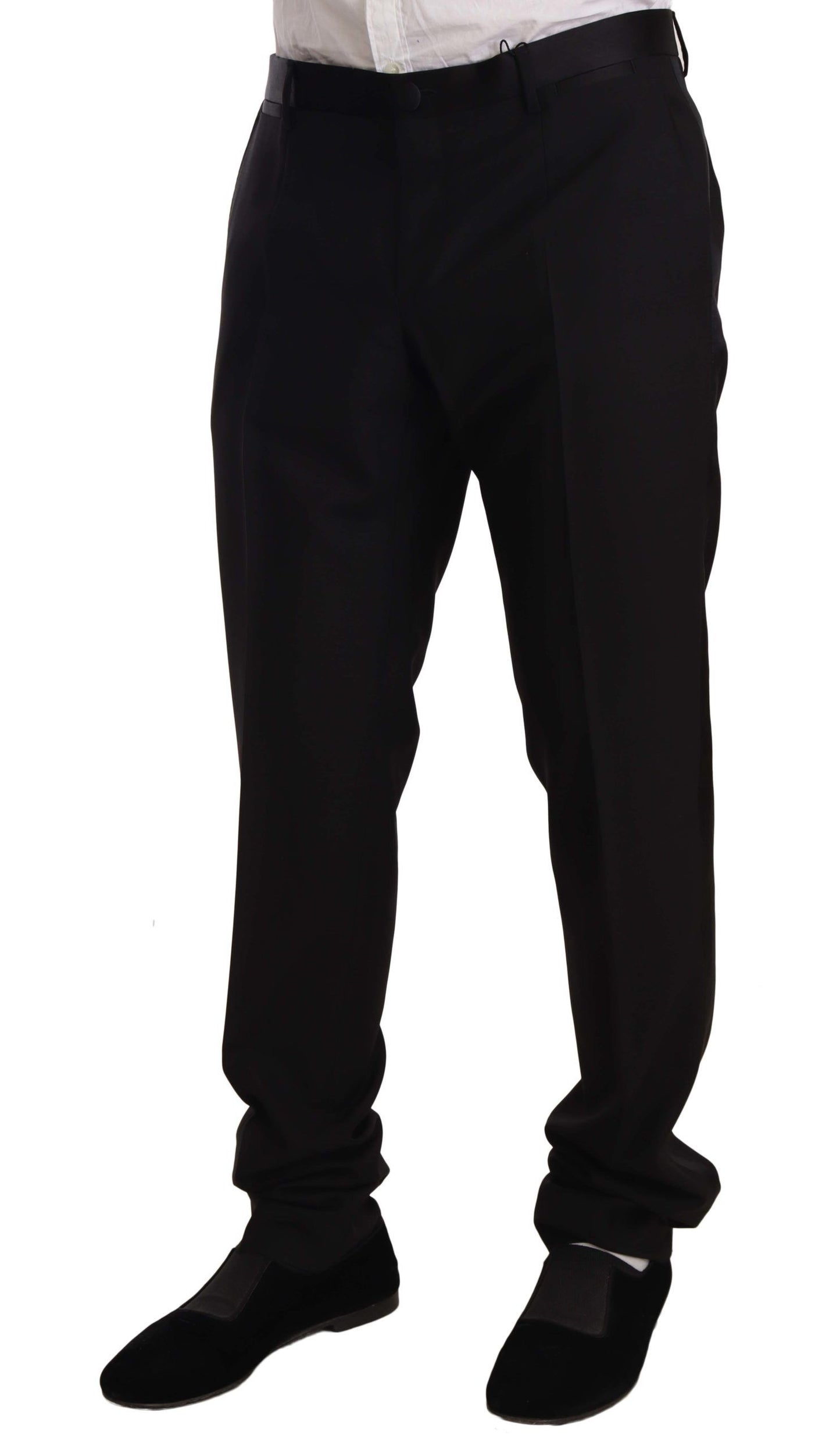 Dolce & Gabbana Black Wool Formal Tuxedo Trouser Pants Dolce & Gabbana