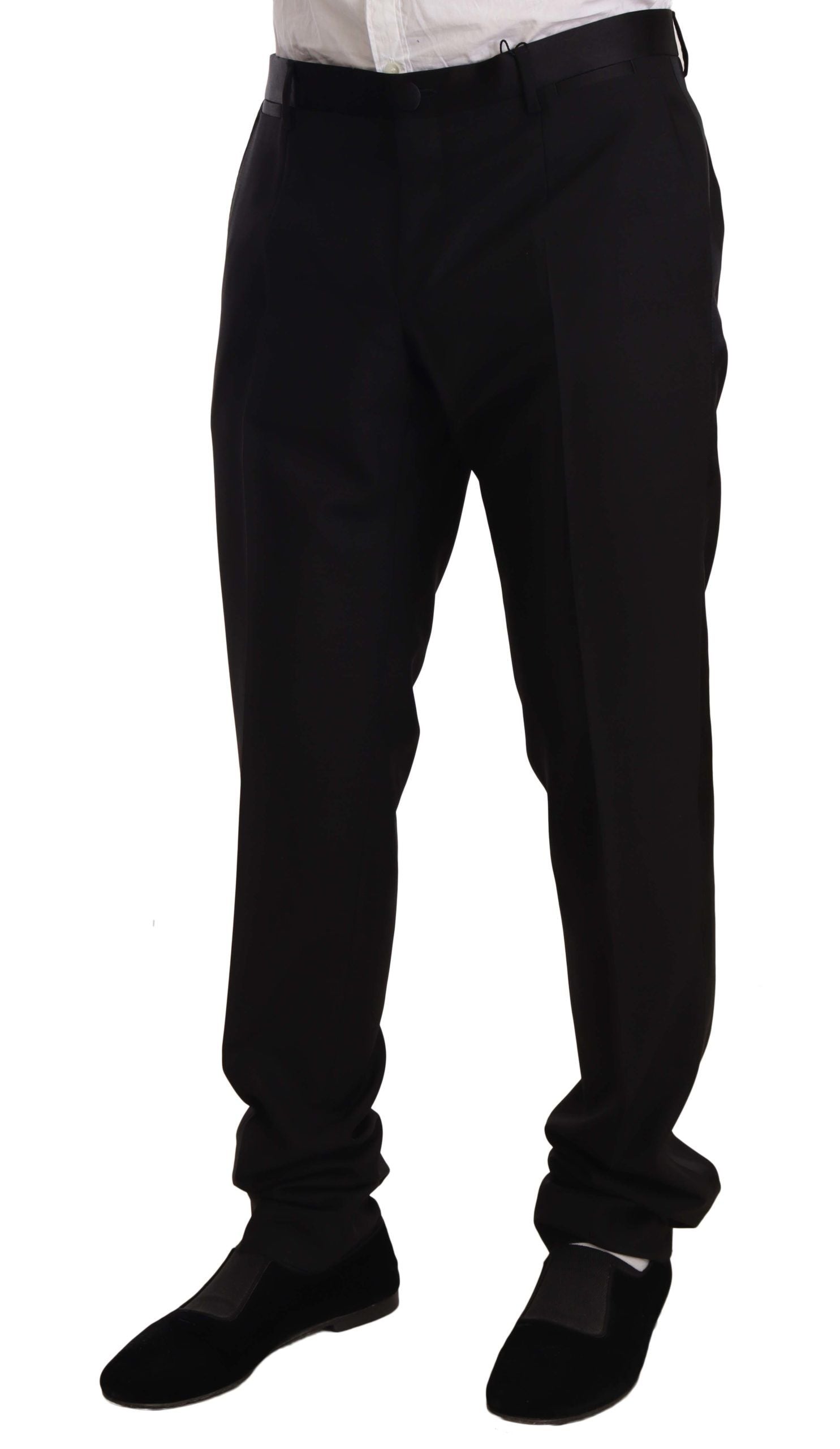 Dolce & Gabbana Black Wool Formal Tuxedo Trouser Pants Dolce & Gabbana