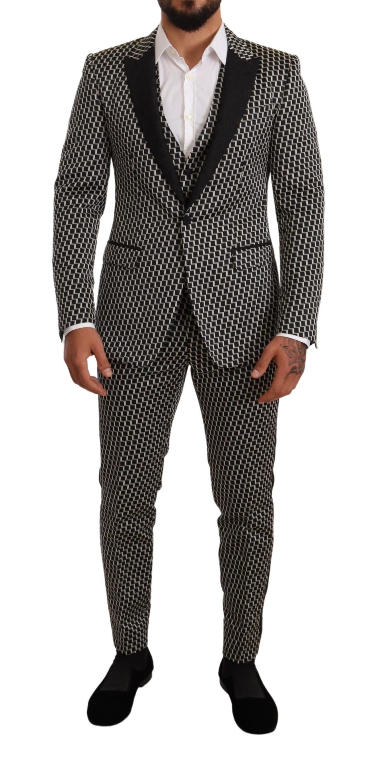 Dolce & Gabbana Black White Check 3 Piece Set MARTINI Suit Dolce & Gabbana