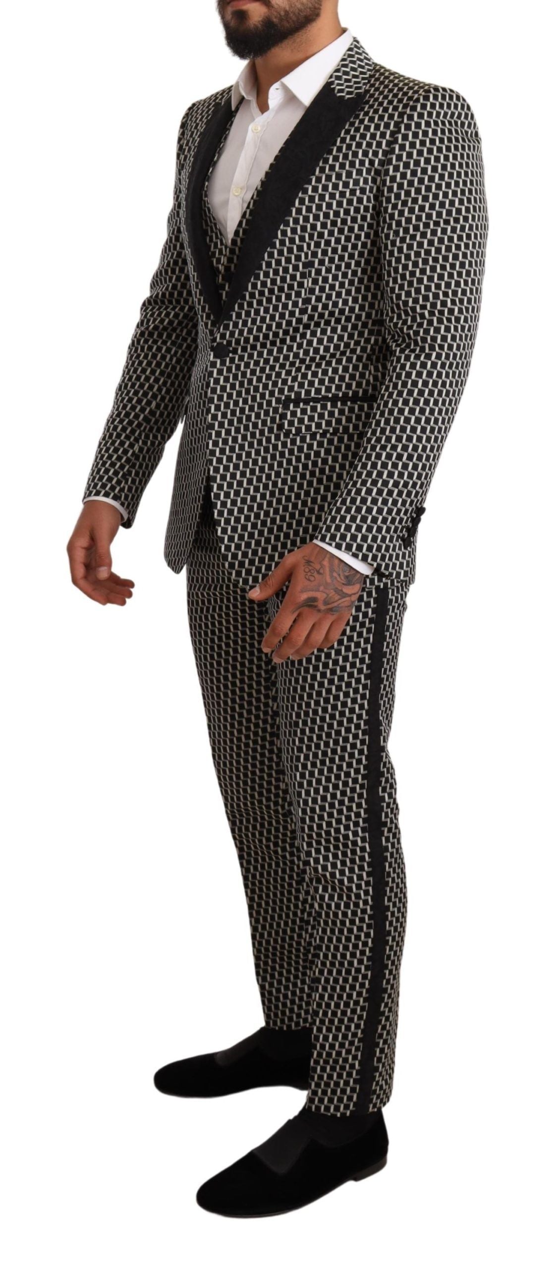 Dolce & Gabbana Black White Check 3 Piece Set MARTINI Suit Dolce & Gabbana
