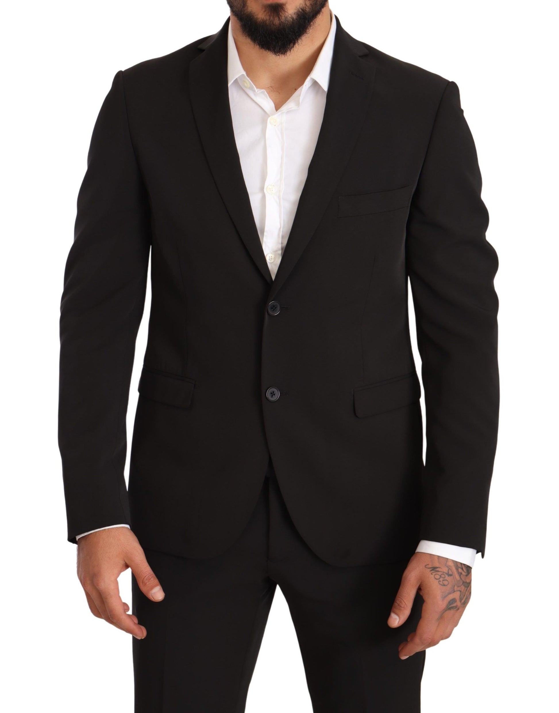 Domenico Tagliente Black Polyester Slim 2 Piece Set TAGLIENTE Suit Domenico Tagliente