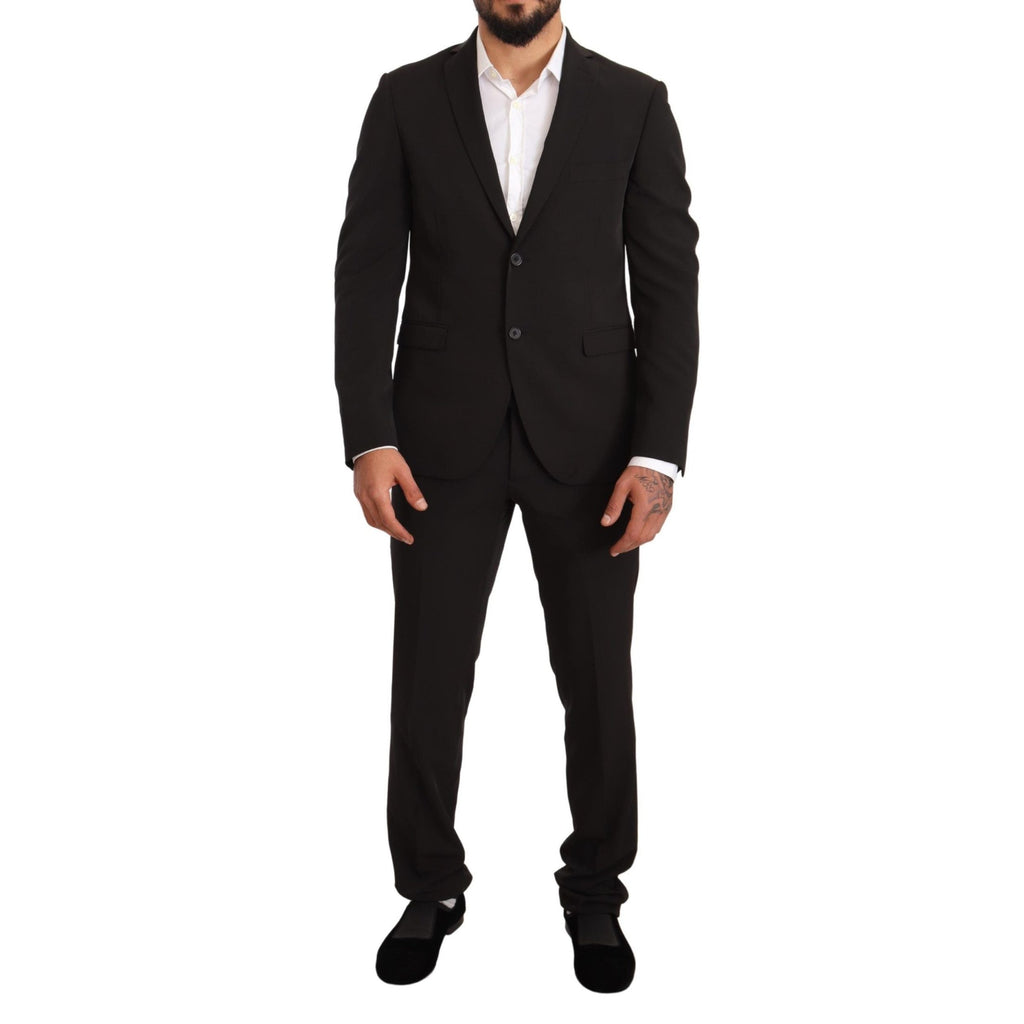 Domenico Tagliente Black Polyester Slim 2 Piece Set TAGLIENTE Suit