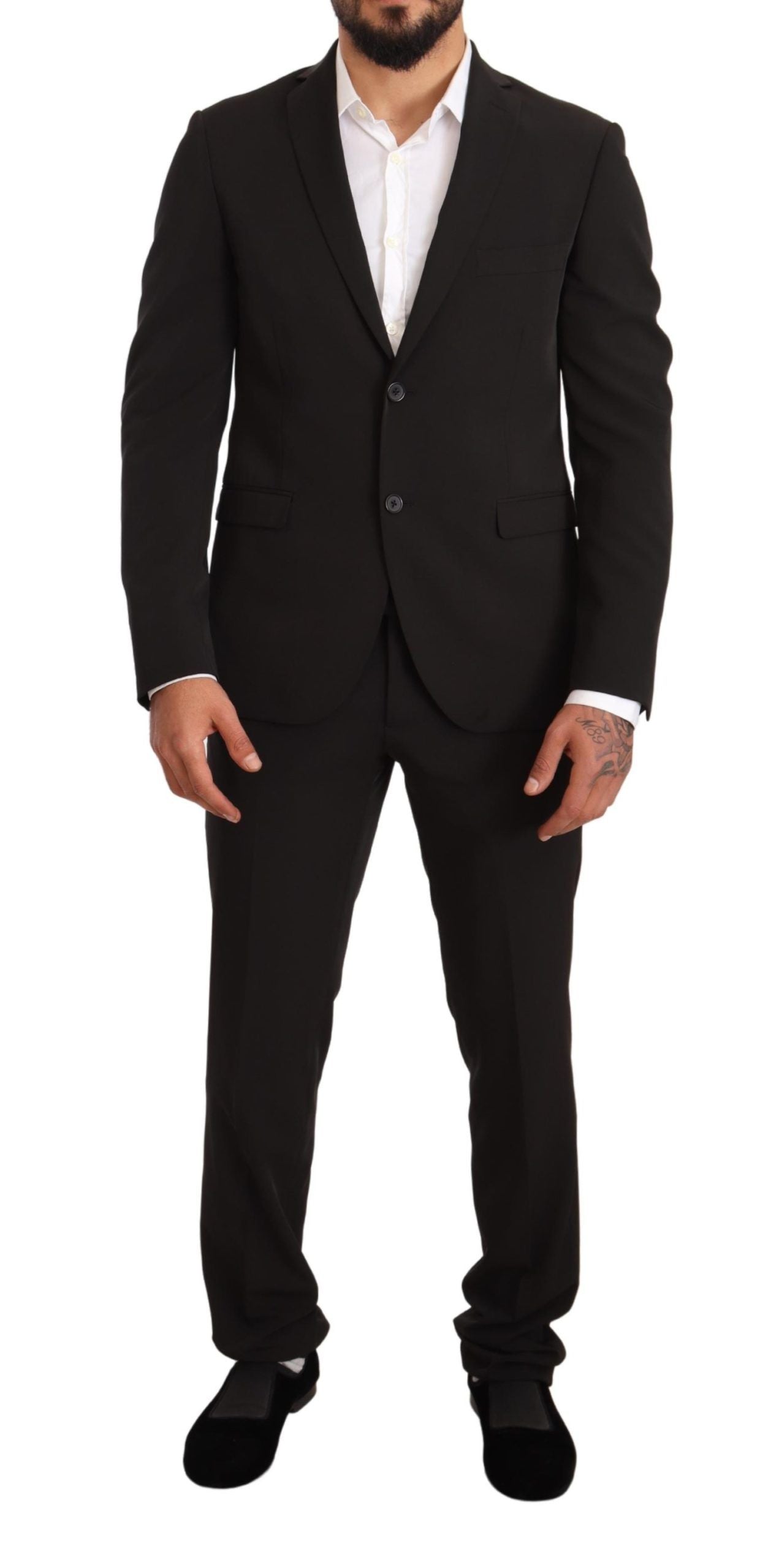 Domenico Tagliente Black Polyester Slim 2 Piece Set TAGLIENTE Suit Domenico Tagliente