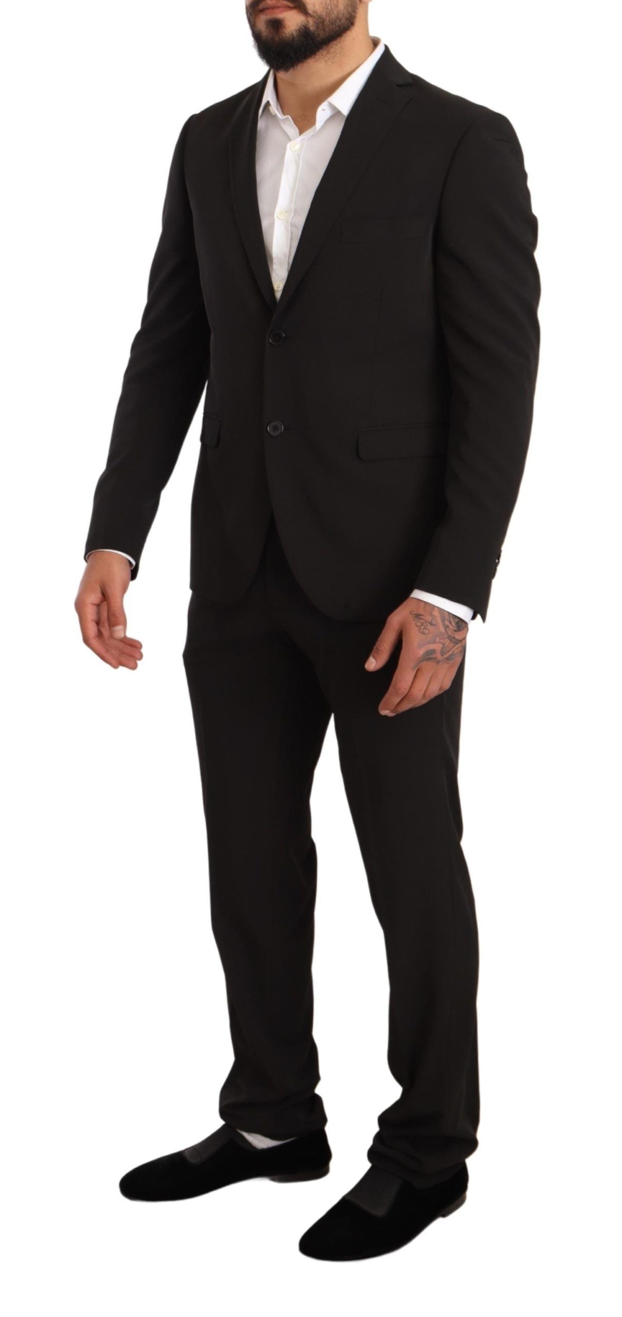 Domenico Tagliente Black Polyester Slim 2 Piece Set TAGLIENTE Suit Domenico Tagliente