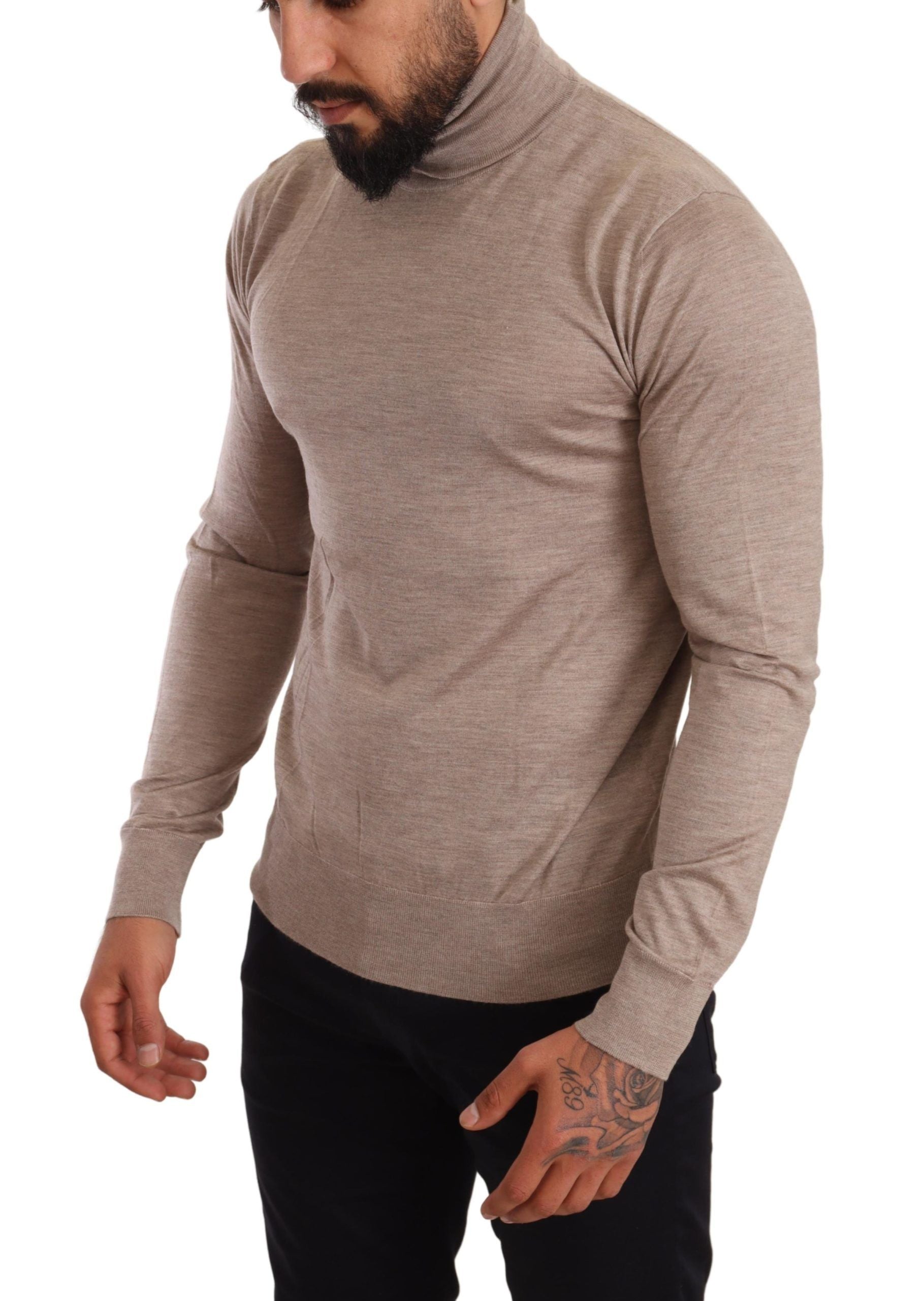 Dolce & Gabbana Beige Cashmere Turtleneck Pullover Sweater Dolce & Gabbana