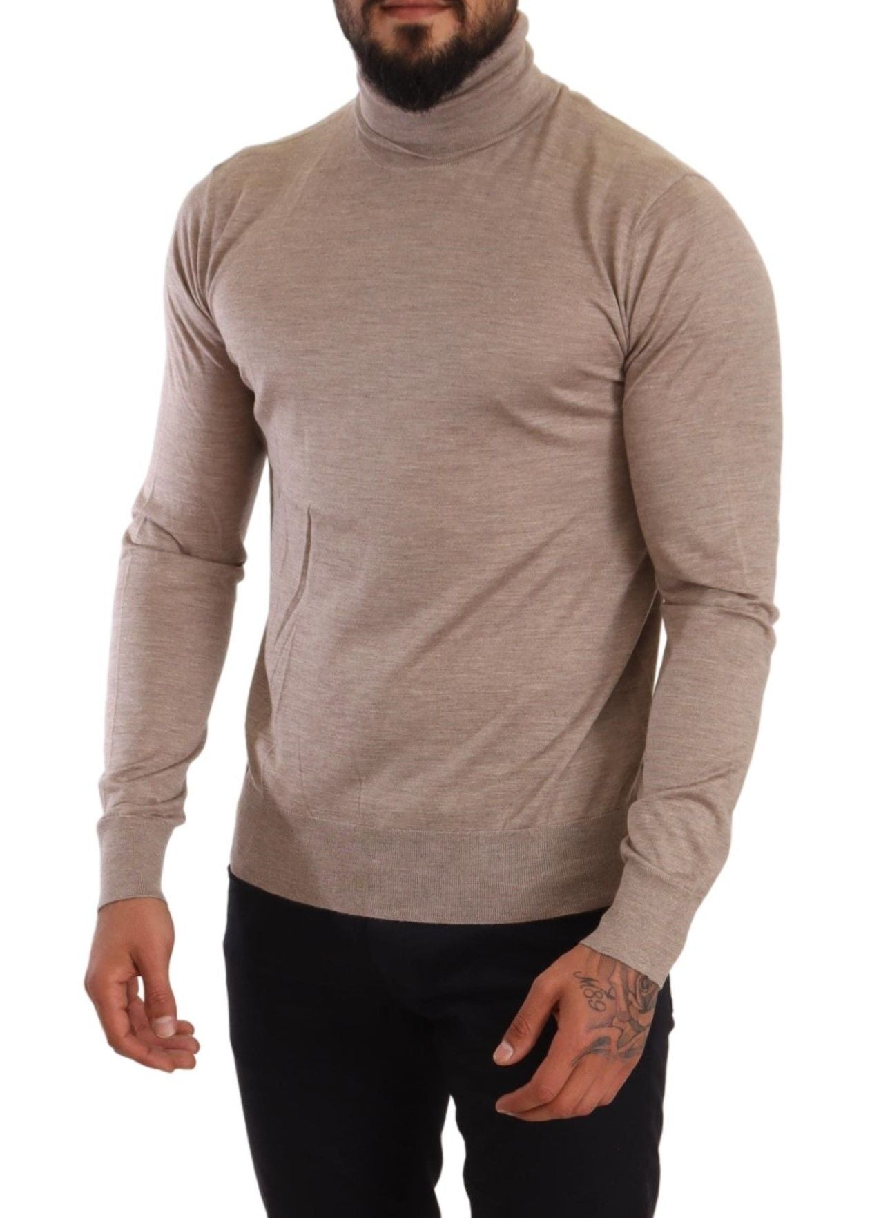 Dolce & Gabbana Beige Cashmere Turtleneck Pullover Sweater Dolce & Gabbana