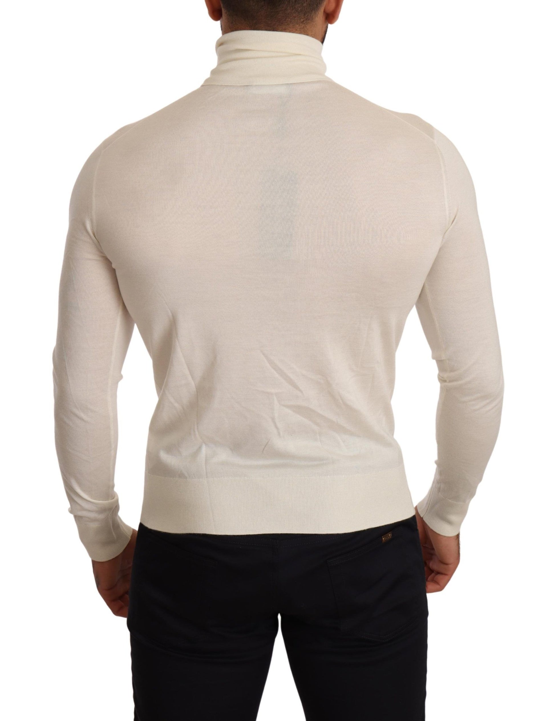 Dolce & Gabbana Cream Cashmere Turtleneck Pullover Sweater Dolce & Gabbana