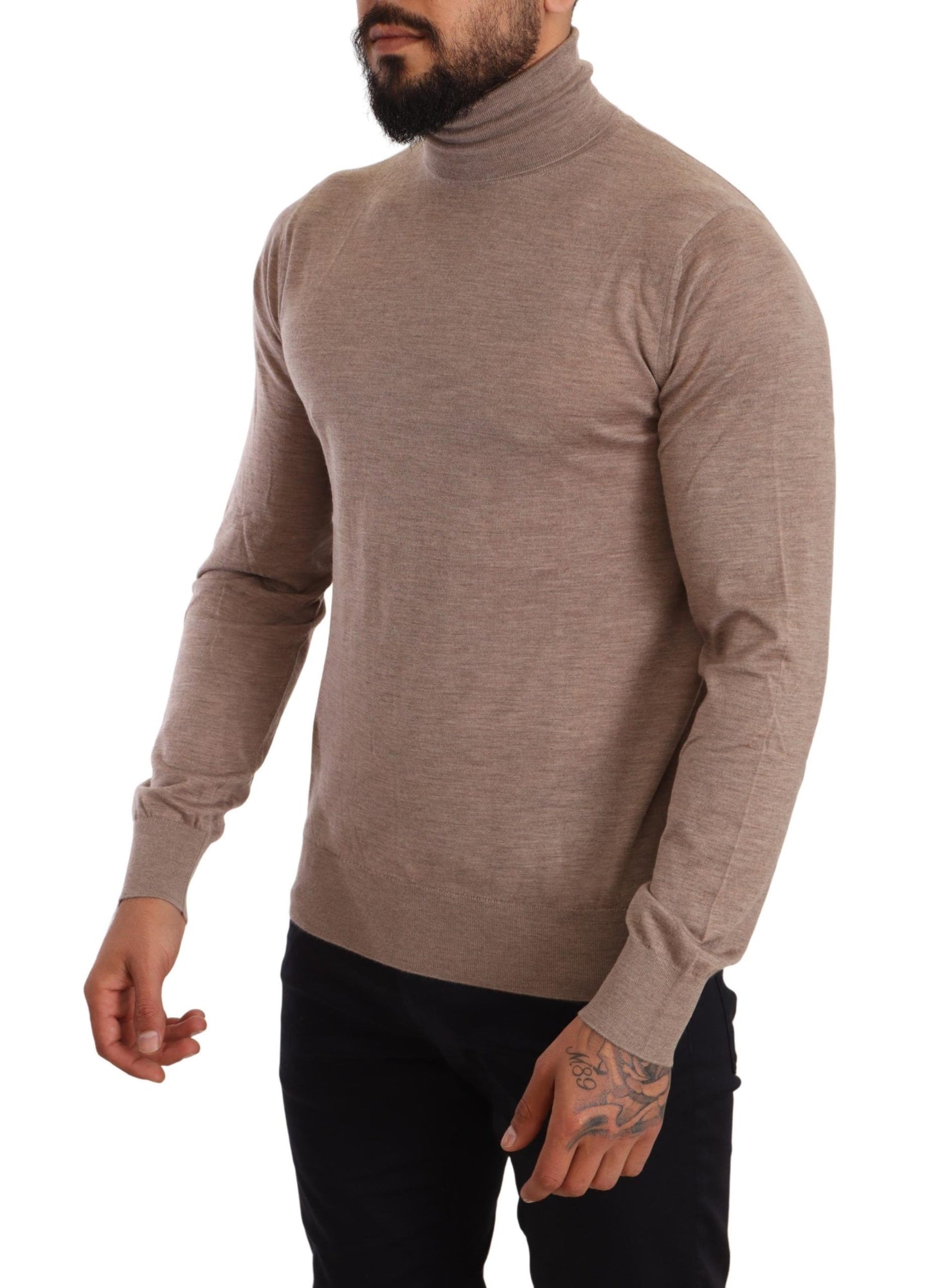 Dolce & Gabbana Brown Cashmere Turtleneck Pullover Sweater Dolce & Gabbana