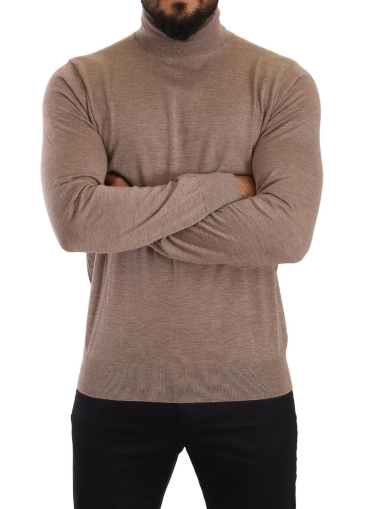 Dolce & Gabbana Brown Cashmere Turtleneck Pullover Sweater Dolce & Gabbana