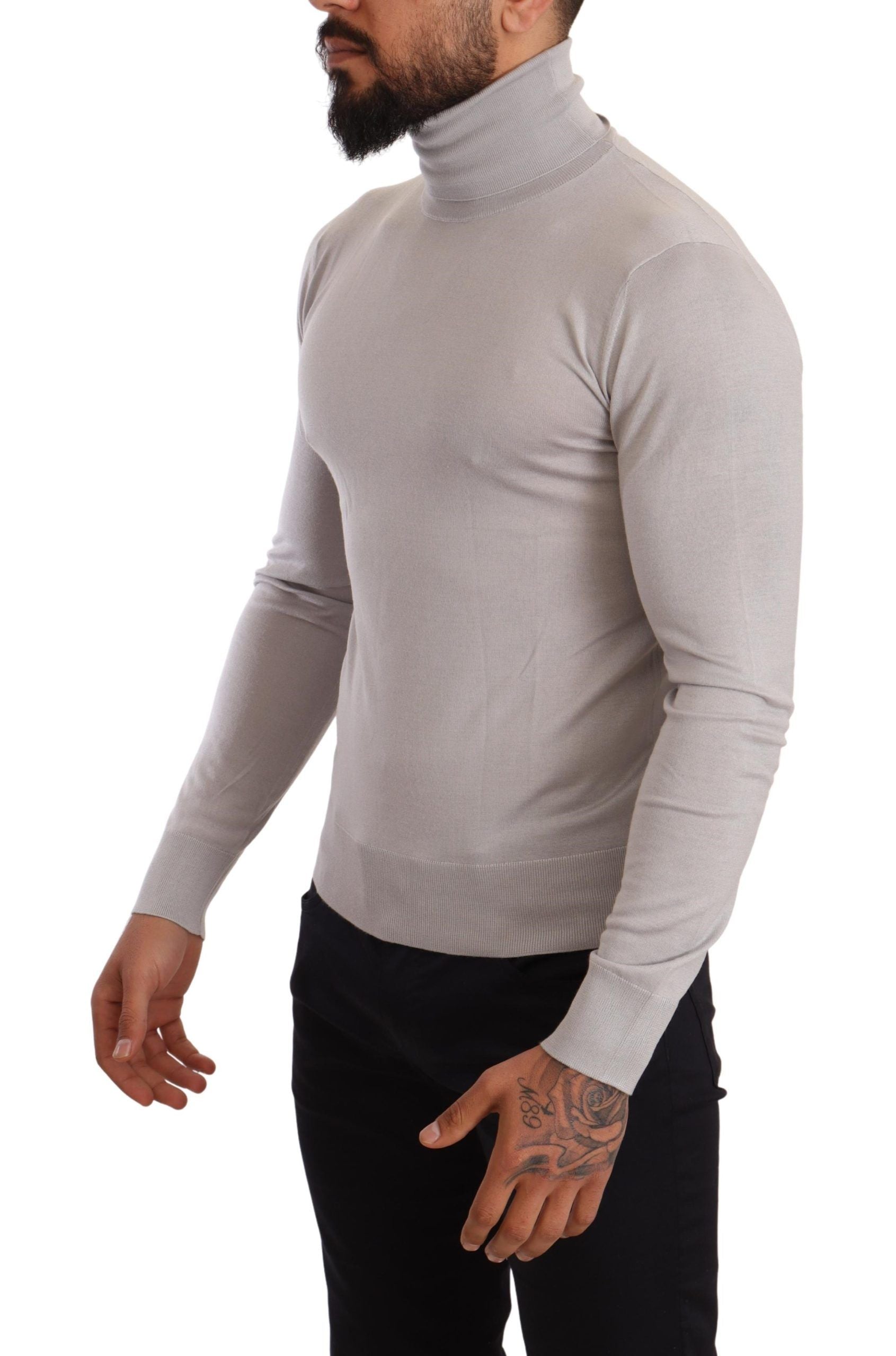 Dolce & Gabbana Gray Cashmere Turtleneck Pullover Sweater Dolce & Gabbana