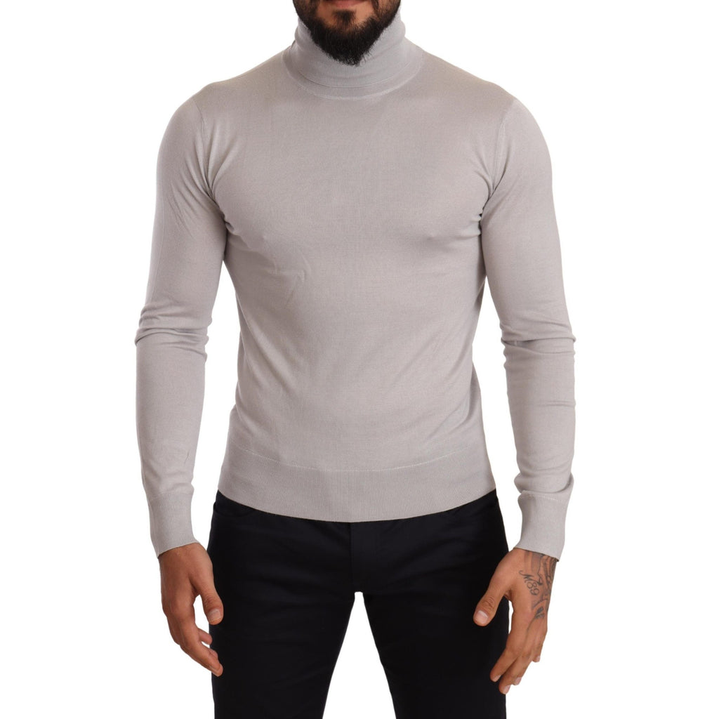 Dolce & Gabbana Gray Cashmere Turtleneck Pullover Sweater