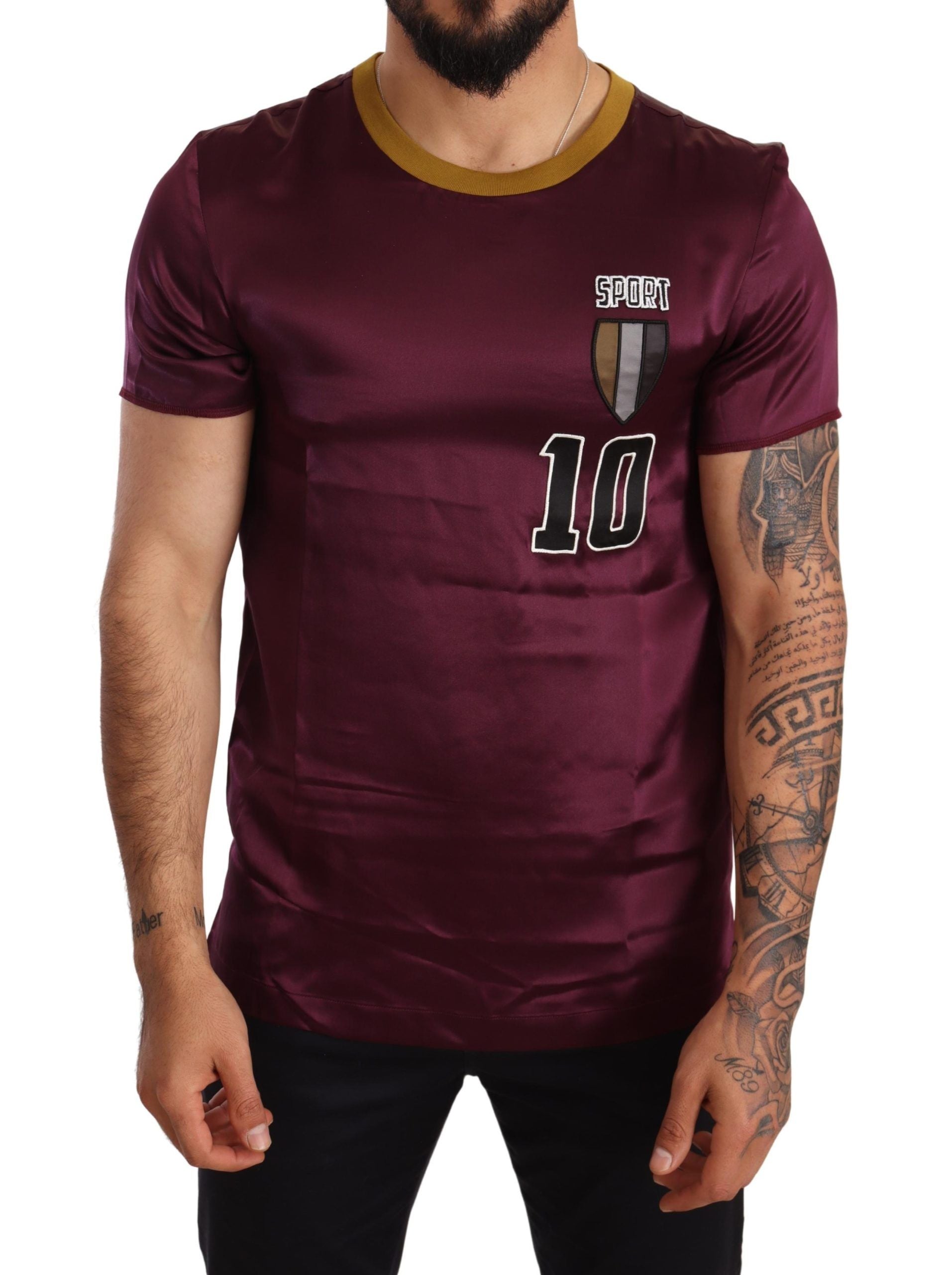 Dolce & Gabbana Purple Sport 10 Embroidery Crewneck T-shirt Dolce & Gabbana