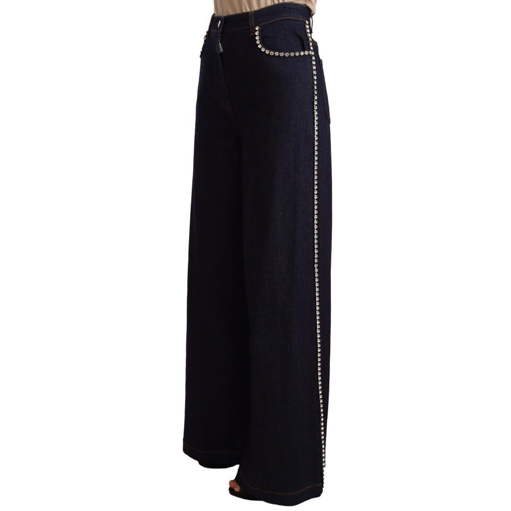 Dolce & Gabbana Dark Blue Crystal Embellished Flare Jeans