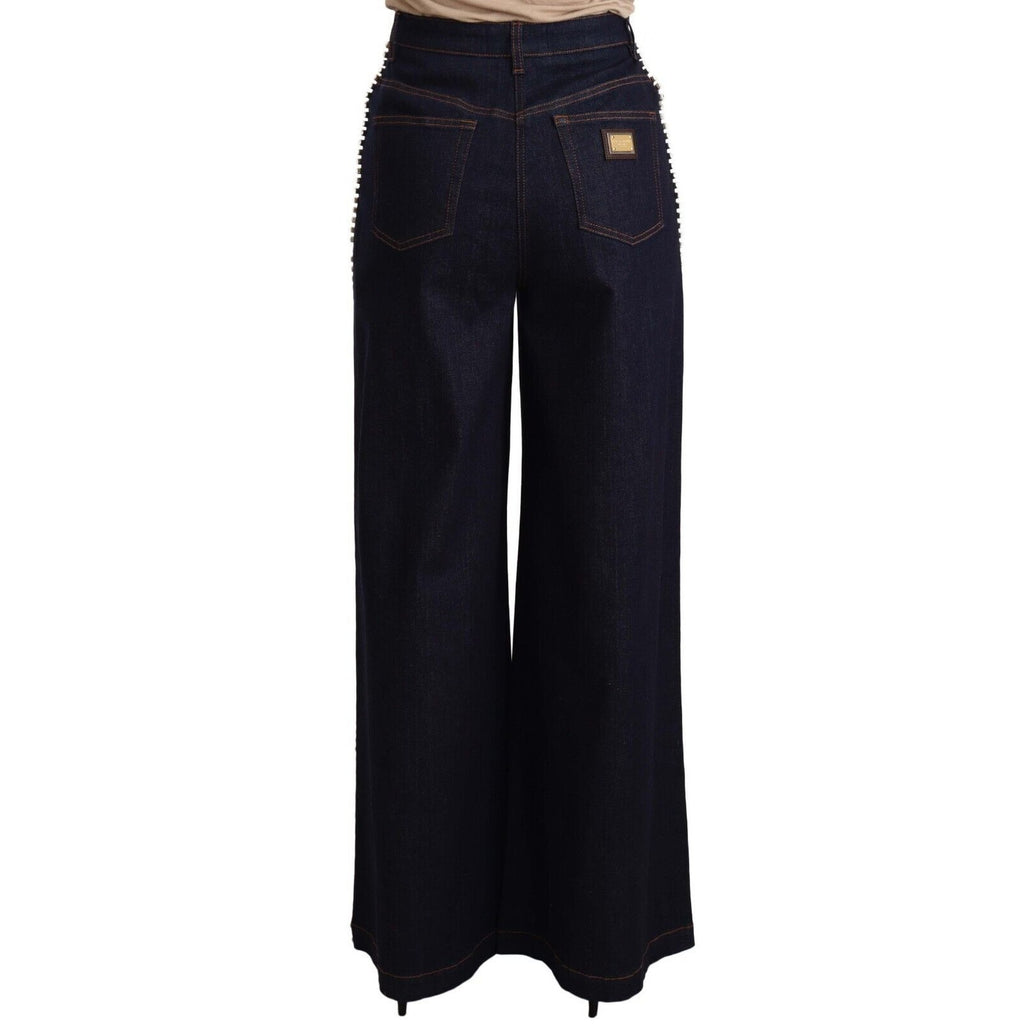 Dolce & Gabbana Dark Blue Crystal Embellished Flare Jeans