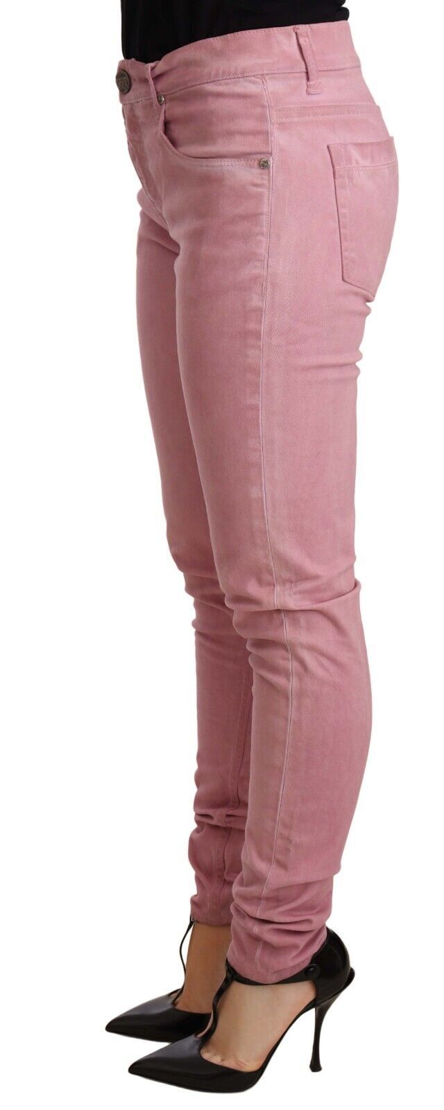 Acht Pink Cotton Slim Fit Women Denim Skinny Pants Acht
