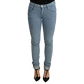 Acht Blue Cotton Stretch Hem Slim Fit Women Denim Trouser