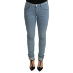 Acht Blue Cotton Stretch Hem Slim Fit Women Denim Trouser