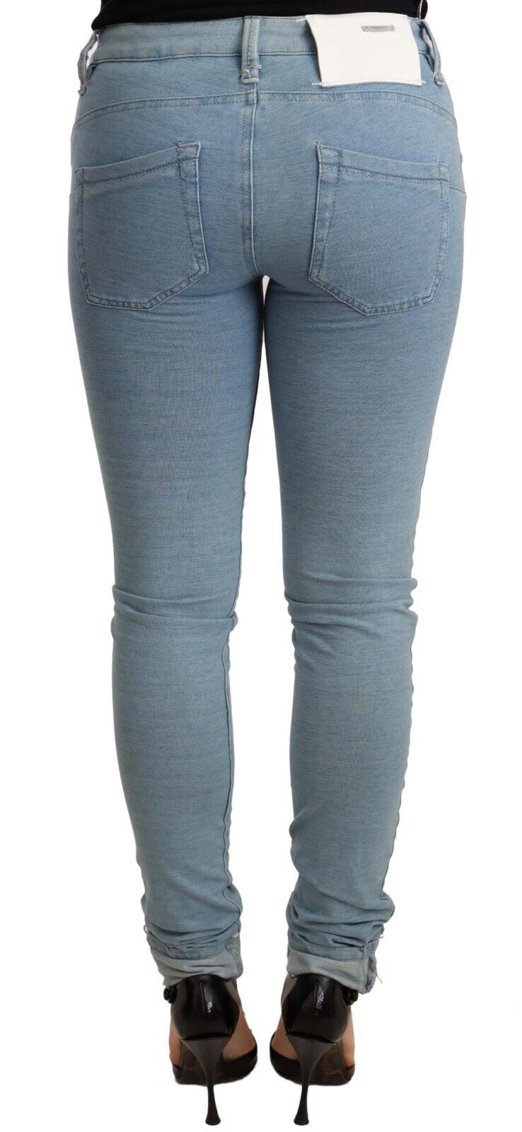Acht Blue Cotton Stretch Hem Slim Fit Women Denim Trouser Acht