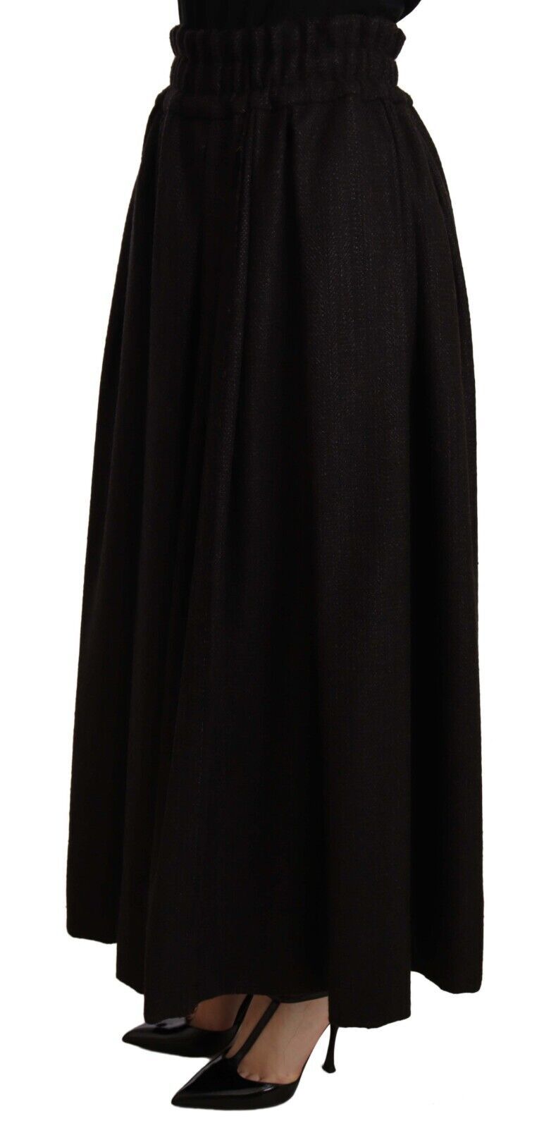 Dolce & Gabbana Black Wool High Waist Maxi PIECE Skirt Dolce & Gabbana