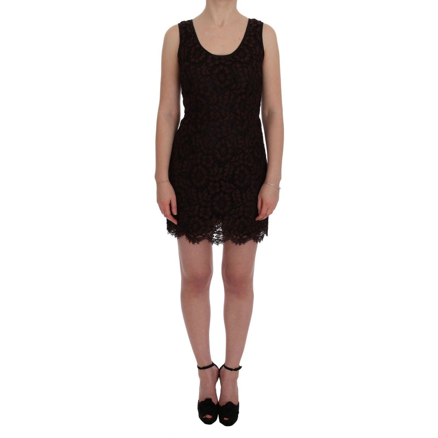 Dolce & Gabbana Bordeaux Floral Lace Ricamo Sheath Dress