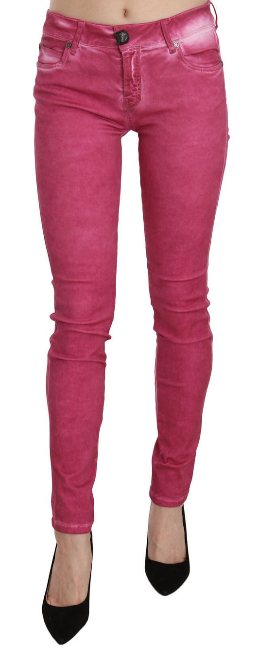 Dolce & Gabbana Pink Velvet Mid Waist Skinny Trouser Pants Dolce & Gabbana