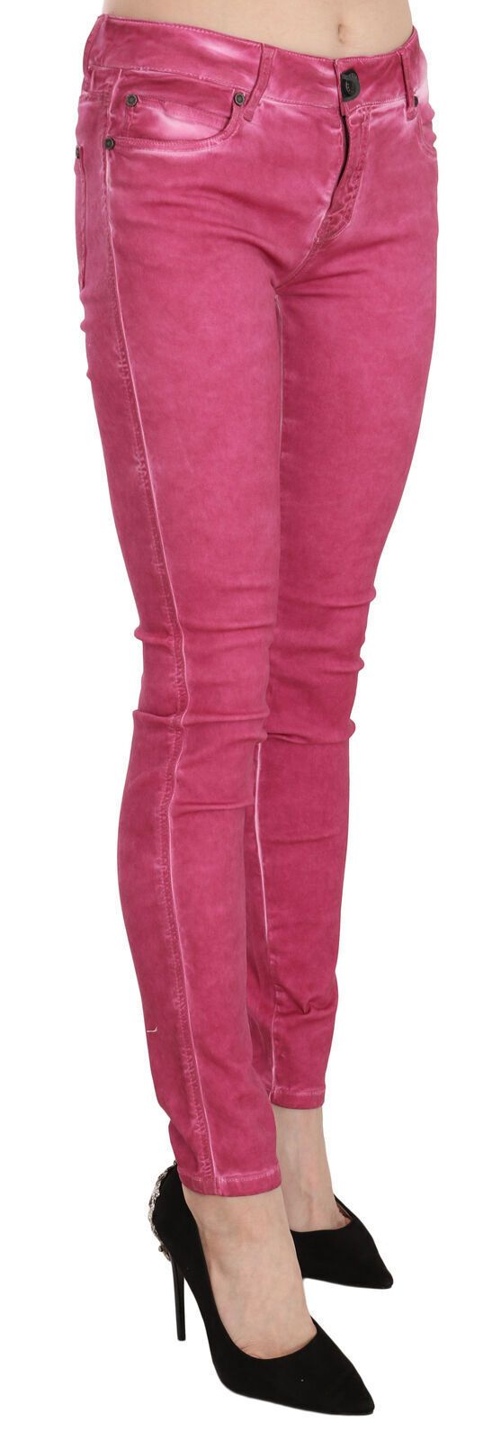 Dolce & Gabbana Pink Velvet Mid Waist Skinny Trouser Pants Dolce & Gabbana