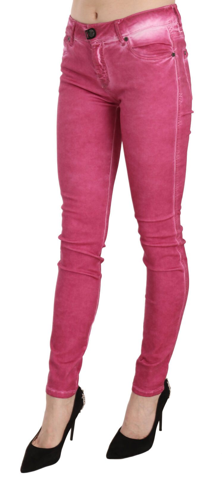 Dolce & Gabbana Pink Velvet Mid Waist Skinny Trouser Pants Dolce & Gabbana