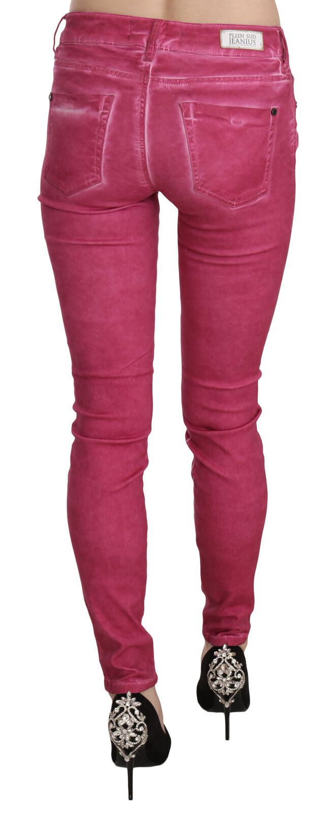 Dolce & Gabbana Pink Velvet Mid Waist Skinny Trouser Pants Dolce & Gabbana