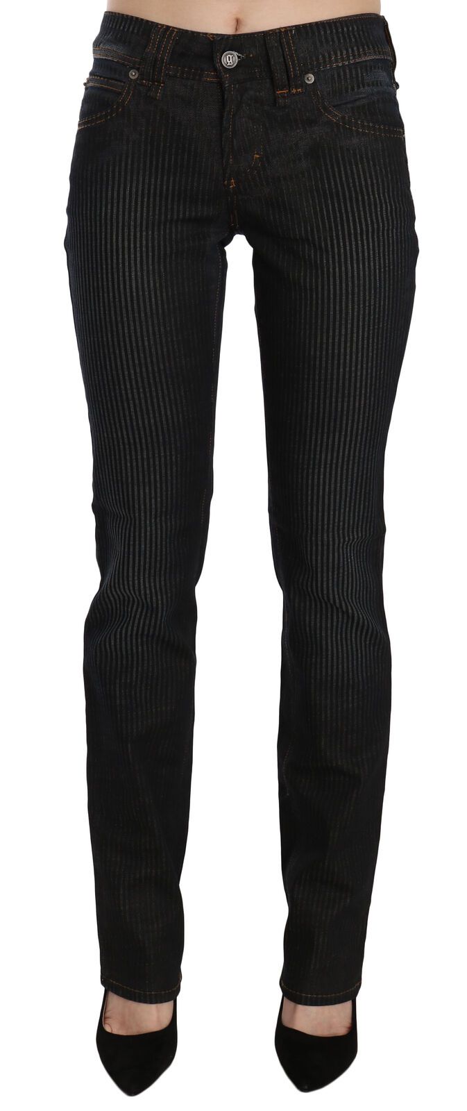 John Galliano Black Mid Waist Slim Fit Corduroy Denim Casual Pants John Galliano