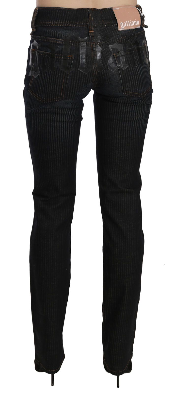 John Galliano Black Mid Waist Slim Fit Corduroy Denim Casual Pants John Galliano