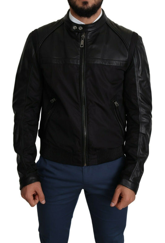 Dolce & Gabbana Black Nylon Full Zip Men Bomber Coat Jacket Dolce & Gabbana