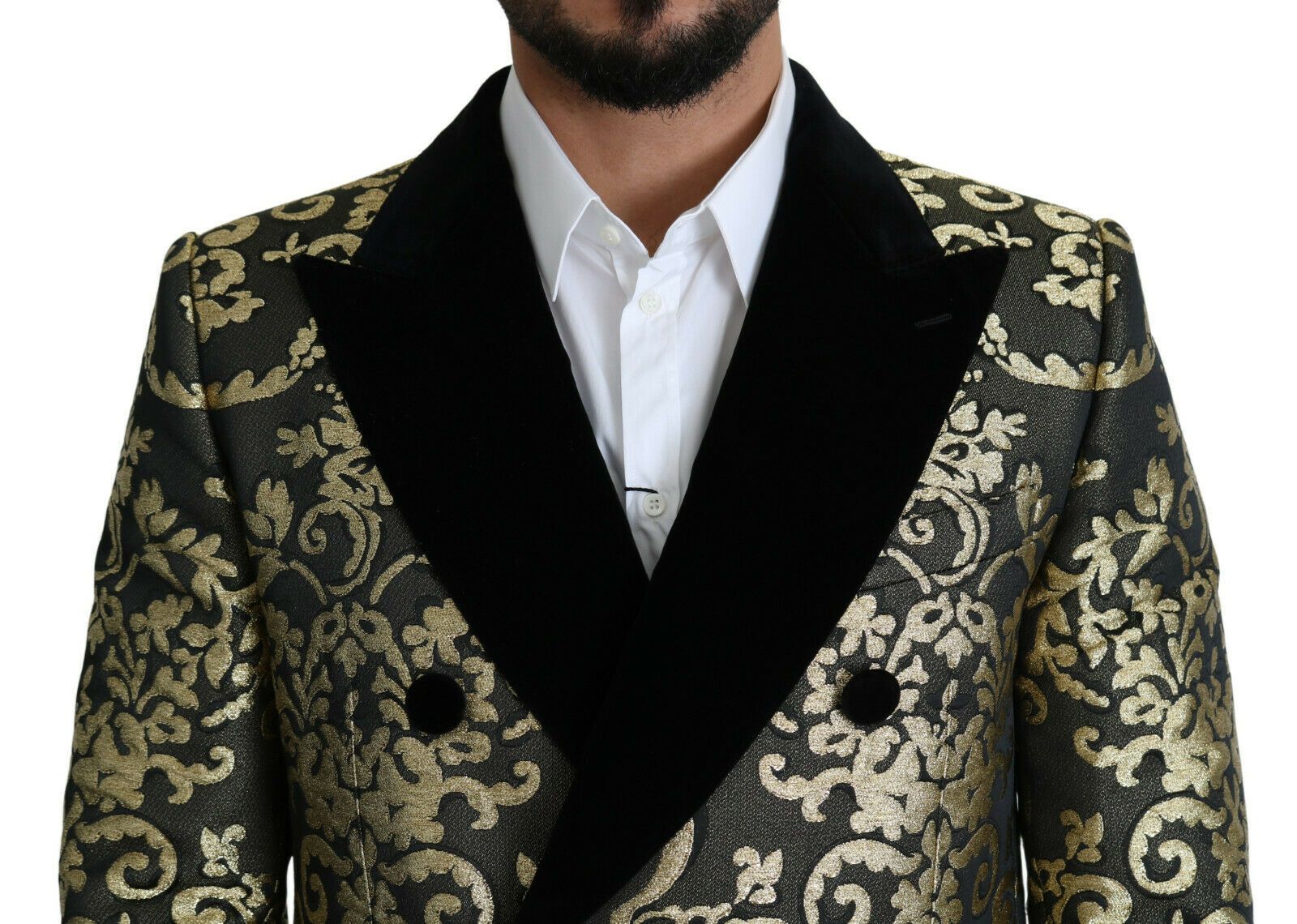 Dolce & Gabbana Black Gold Jacquard Long Coat SICILIA Jacket Dolce & Gabbana