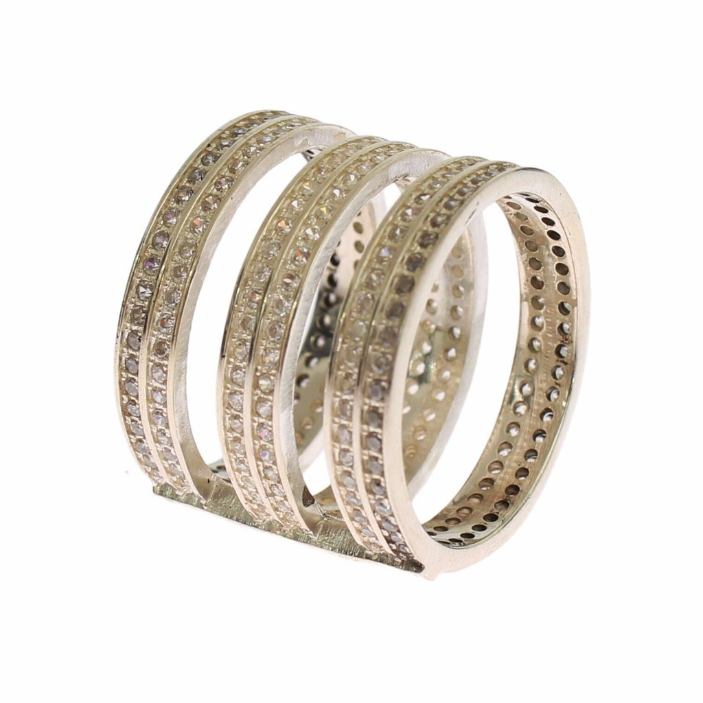 Nialaya Authentic Womens Clear CZ 925 Sterling Silver Ring