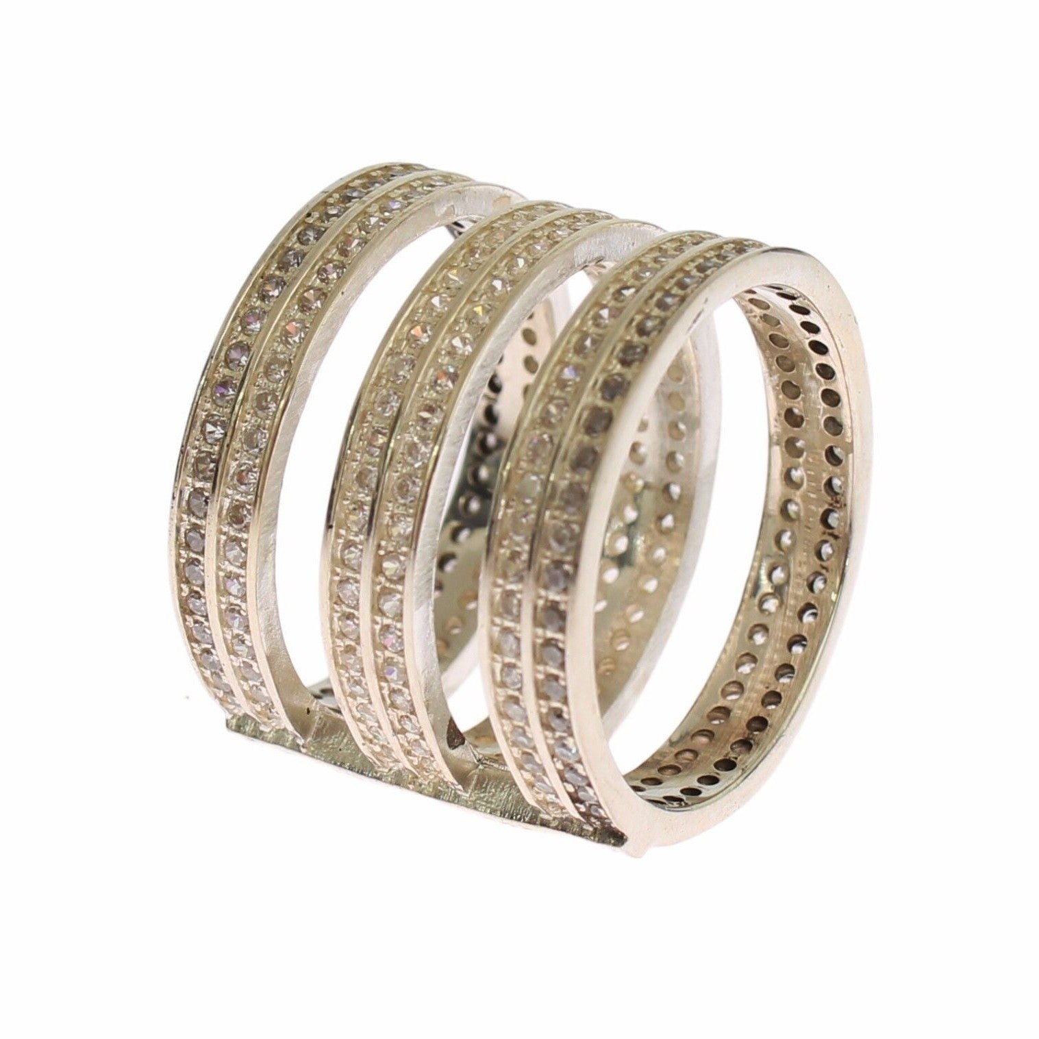 Nialaya Authentic Womens Clear CZ 925 Sterling Silver Ring