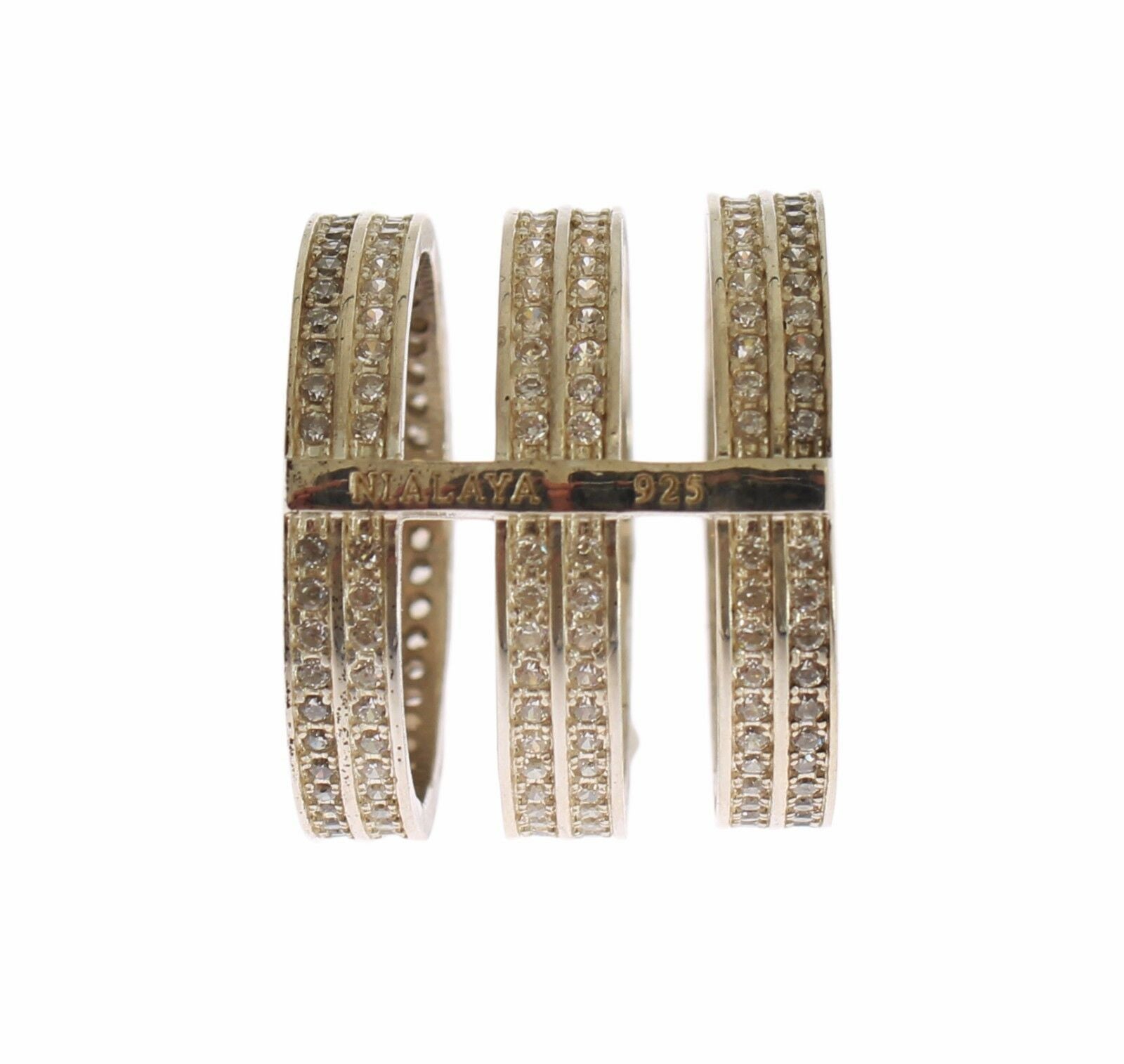 Nialaya Authentic Womens Clear CZ 925 Sterling Silver Ring Nialaya