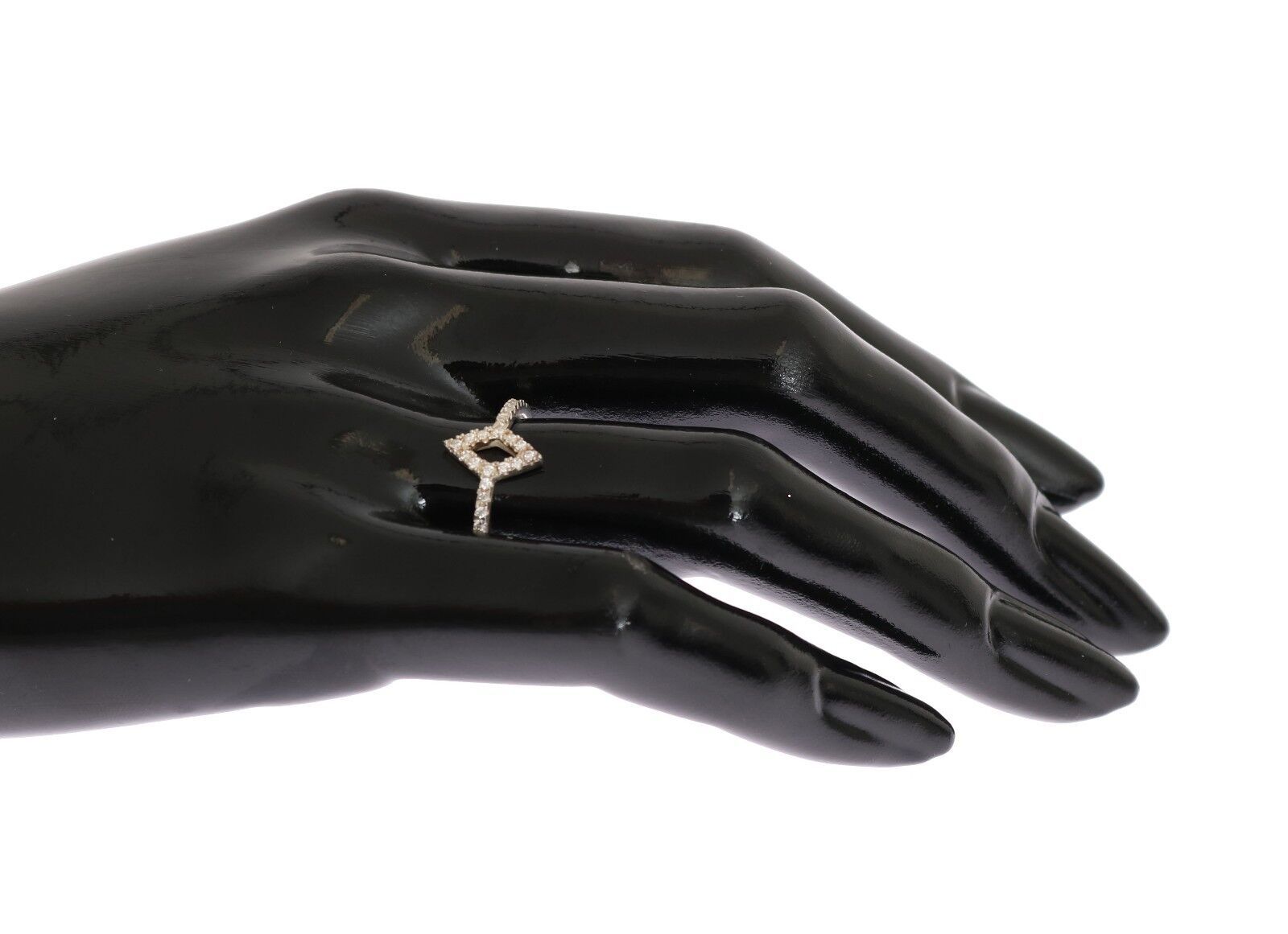 Nialaya Silver Rhombus Womens Clear CZ 925 Silver Ring Nialaya